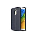 KZY İletişim-Xiaomi Redmi 5 Plus ile Uyumlu Kılıf Darbe Korumalı Deri Görünümlü Silikon Arka Kapak - Lacivert (Lacivert)