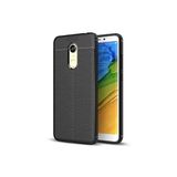 KZY İletişim-Xiaomi Redmi 5 Plus ile Uyumlu Kılıf Darbe Korumalı Deri Görünümlü Silikon Arka Kapak - Siyah (Siyah)