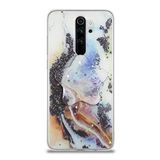 KZY İletişim Xiaomi Redmi Note 8 Pro ile Uyumlu Kapak Mermer Desenli Pop Socketli Silikon Kılıf - Mor