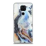 KZY İletişim Xiaomi Redmi Note 9 ile Uyumlu Kapak Mermer Desenli Pop Socketli Silikon Kılıf - Mor