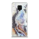 KZY İletişim Xiaomi Redmi Note 9 Pro ile Uyumlu Kapak Mermer Desenli Pop Socketli Silikon Kılıf - Mor