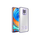 KZY İletişim Xiaomi Redmi Note 9 Pro ile uyumlu Yanları Renkli Lens Korumalı Logo Gösteren Luxury Silikon Kılıf - Lila