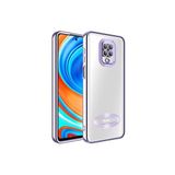 KZY İletişim Xiaomi Redmi Note 9S ile uyumlu Yanları Renkli Lens Korumalı Logo Gösteren Luxury Silikon Kılıf - Lila