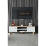 Kzy Mobilya Bohem 2 Kapaklı TV Ünitesi Beyaz Renk 150 cm Genişlik 50 cm Yükseklik 32 cm Derinlik