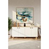 Kzy Mobilya Bohem Çok Amaçlı Konsol Beyaz Renkli Modern Tasarım 76 cm Yükseklik 160 cm Genişlik