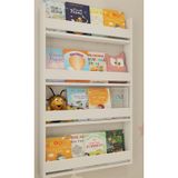 Kzy Mobilya Montessori Çocuk Kitaplığı 4 Raflı Duvar Tipi Beyaz Kitaplık - Eğitici Tasarım