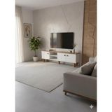 Kzy Mobilya Sezer Modern Tasarımlı 3 Kapaklı TV Ünitesi 160 cm Beyaz - Meşe Renkli Salon Mobilyası