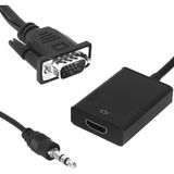 kzy mobilyal Powermaster PM-18637 VGA Erkek To HDMI Dişi Dönüştürücü Kablo Siyah Bağlantı ile Yüksek Performans