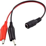 kzy mobilyal Powermaster PM-22974 5.5x2.5mm Dişi To Krokodil Çevirici 25 cm Siyah Kablo ABS Plastik