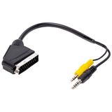 kzy mobilyal Uydu Alıcısı AV Kablo 3.5 Mm Stereo Erkek-Scart Kablo 35 Cm Uzun-Kısa Jack Bir Arada