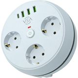 kzy mobilyal Vea VE-26583 3'lü 1.5 Metre Kablolu 3 USB / Type-C Girişli Akım Korumalı Grup Priz - Siyah
