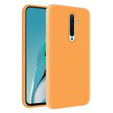 KZY Oppo Reno2 Z İçi Kadife Soft Logosuz Lansman Silikon Kılıf - Turuncu