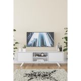 Kzy Romeo Beyaz TV Sehpası Modern Tasarım Ahşap Malzeme 120 cm Genişlik 42 cm Yükseklik