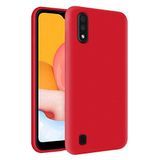 KZY Samsung Galaxy A01 İçi Kadife Soft Logosuz Lansman Silikon Kılıf - Kırmızı