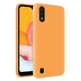 KZY Samsung Galaxy A01 İçi Kadife Soft Logosuz Lansman Silikon Kılıf - Turuncu