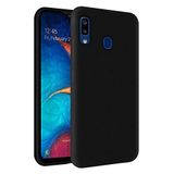 KZY Samsung Galaxy A20 İçi Kadife Soft Logosuz Lansman Silikon Kılıf - Siyah