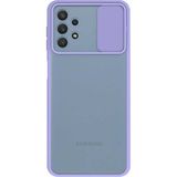 Kzy Samsung Galaxy A32 4g Kapak Lensi Açılır Kapanır Kamera Korumalı Silikon Kılıf - Lila