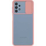 Kzy Samsung Galaxy A32 4g Kapak Lensi Açılır Kapanır Kamera Korumalı Silikon Kılıf - Pudra