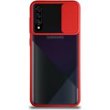 Kzy Samsung Galaxy A70 Kapak Lensi Açılır Kapanır Kamera Korumalı Silikon Kılıf - Kırmızı
