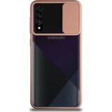 Kzy Samsung Galaxy A70 Kapak Lensi Açılır Kapanır Kamera Korumalı Silikon Kılıf - Pudra