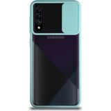 Kzy Samsung Galaxy A70 Kapak Lensi Açılır Kapanır Kamera Korumalı Silikon Kılıf - Turkuaz