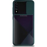Kzy Samsung Galaxy A70 Kapak Lensi Açılır Kapanır Kamera Korumalı Silikon Kılıf - Yeşil