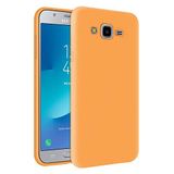 KZY Samsung Galaxy J7 İçi Kadife Soft Logosuz Lansman Silikon Kılıf - Turuncu