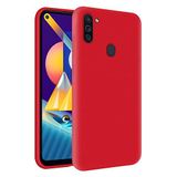 KZY Samsung Galaxy M11 İçi Kadife Soft Logosuz Lansman Silikon Kılıf - Kırmızı