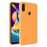 KZY Samsung Galaxy M11 İçi Kadife Soft Logosuz Lansman Silikon Kılıf - Turuncu