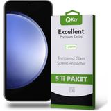 Kzy Samsung Galaxy S23 Fe ile Uyumlu Temperli Ekran Koruyucu Kırılmaz Cam Ekonomik 5'li Paket - Şeffaf