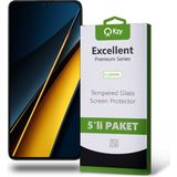 Kzy Xiaomi Poco X6 Pro ile Uyumlu Temperli Ekran Koruyucu Kırılmaz Cam Ekonomik 5'li Paket - Şeffaf