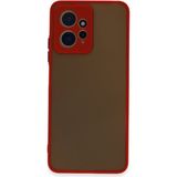 Kzy Xiaomi Redmi Note 12 4g Kılıf Kamera Korumalı Silikon Kenarlı Renkli Düğmeli Arkası Mat Arka Kapak - Kırmızı