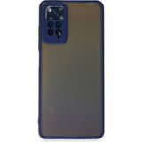 Kzy Xiaomi Redmi Note 12 Pro 4g Kılıf Kamera Korumalı Silikon Kenarlı Renkli Düğmeli Arkası Mat Arka Kapak - Lacivert