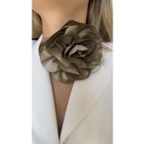 Âlâ Atelier Bağcıklı Kadife Kurdeleli Kumaş Çiçek Choker Kolye Gül Kolye
