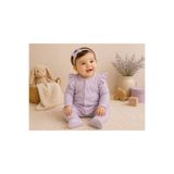 L' Atelier MiDuMi Kız, Bebek, Lila, %100 Pamuk, Fırfır Detaylı, Çıtçıtlı, Patikli, Uzun Kollu Tulum