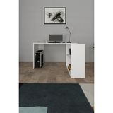 L Çalışma Masası 145CM Bilgisayar Masası Dolaplı Kitaplıklı - 145 x 90 x 75 cm - Beyaz