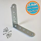 L Demir Gönye 25’Li Set Yuvarlak Başlı 20X75x75 Mm Köşe Birleştirme Metal Montaj Sabitleme Aparatı