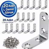 L Demir Gönye Köşebent 15X26X26 mm – 20 Adet | Mobilya, Dolap, Raf ve Masa Için Metal Köşe Sabitleme Bağlantı Aparatı - Çok Renkli - Standart