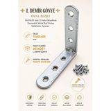 L Demir Gönye Oval Başlı 15X55x55 Mm 25 Adet Köşebent Dayanıklı Metal Raf Dolap Sabitleme Aparatı