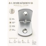 L Demir Köşebent 20X25x25 Mm Oval Başlı 25 Adet Set Güçlü Sabitleme Demiri Vida Dahil Montaj Aparatı