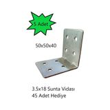 L Demir Köşebent 50x50x40 Mobilya Dolap Raf Masa Çekmece Köşe Sabitleme Birleştirme