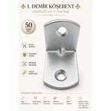 L Demir Köşebent Oval Başlı 20X25x25 Mm 50 Adet Set Dayanıklı Metal Mobilya Raf Bağlantı Aparatı