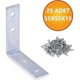 L Demiri Mobilya Eşya Dolap Duvara Sabitleme Köşebent Bağlantı Aparatı Gönye 55X55X15 mm 25 Adet