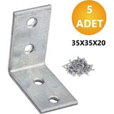 L Demiri Mobilya Eşya Dolap Yatak Duvara Sabitleme Köşebent Bağlantı Aparatı Gönye 35X35X20MM 5 Adet