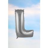 L Harfi Gümüş Folyo Balon 100 Cm 40 İnç 1 Metre Silver