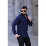 L-KOM Erkek %100 Pamuk Gömlek Uzun Kollu Regular Fit - Lacivert - XL