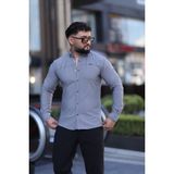 L-KOM Slim Fit Uzun Kollu Klasik Yaka Düğmeli Gömlek - Şık & Günlük Kombin - Gümüş
