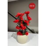 La bella bazar 24cm-mini Yapay Çiçek Dekoratif Saksı Masa Çiçeği Dekor Küçük Boy Doğal Taş Yosunlu Saksıda