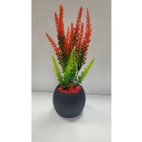 La bella bazar Mini Saksıda Kırmızı Yeşil Lavanta Yapay Bitki Kırmızı Taş 20 Cm Dekoratif Banyo Mutfak Masa Çiçeği