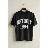 La Bjorn Oversize Unisex Siyah Detroit 1994 Kolej Baskılı Vintage Tişört